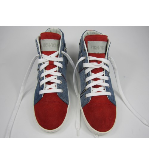 Deluxe handmade sneakers red suede leather